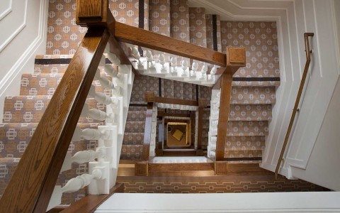 View of spiral staircase from above