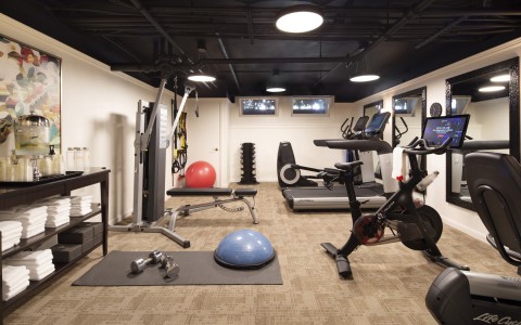 fitness center with peleton bike