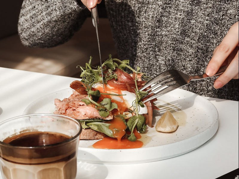 a person eating a meal