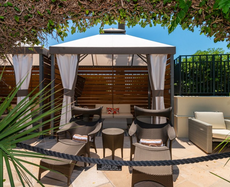 private cabana for rent at hotel galvez by the pool