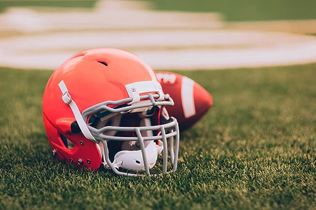 football helmet on grass