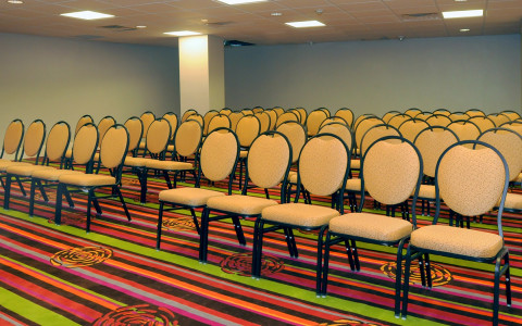 meeting chairs lined up in rows