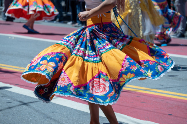 woman in mexican skirt