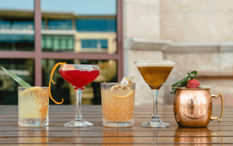 line up of cocktails on patio