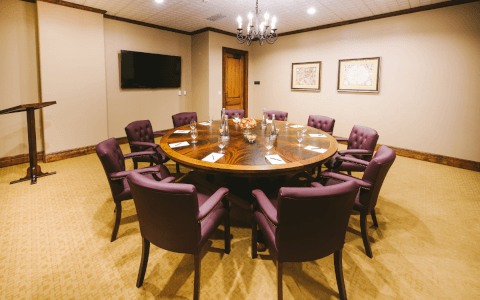 conference table set-up in executive meeting room