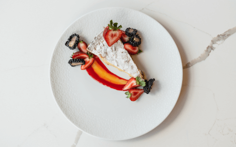 strawberry dessert on a white plate 