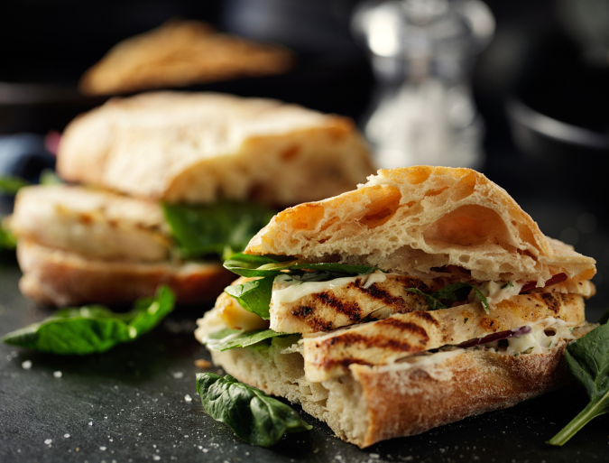 Grilled chicken ciabetta sandwich