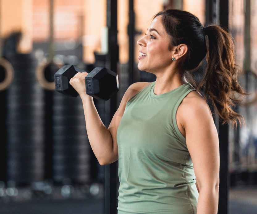 Woman working out with weights