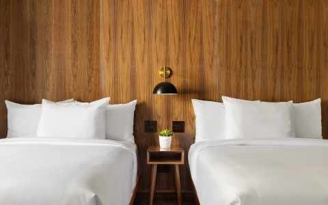 hotel room with two beds