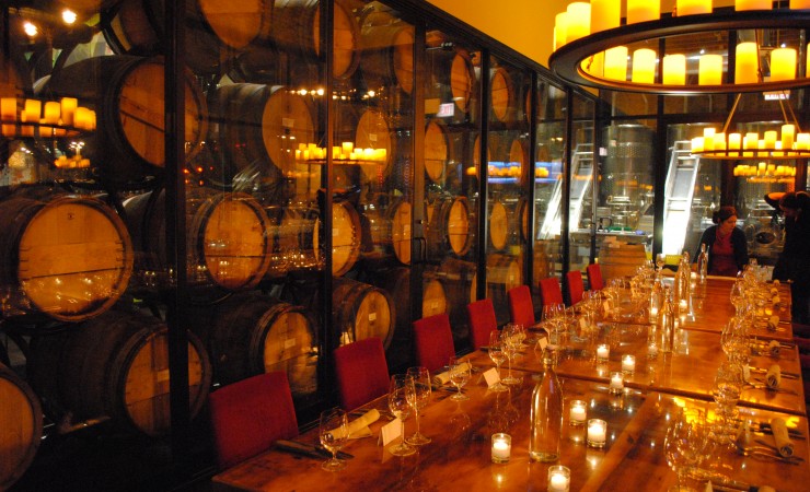 barrels of wine at the hotel hugo city winery nyc