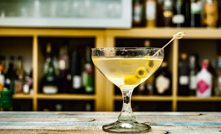 dirty martini on bar