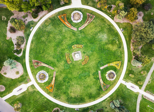 aerial view of denver park garden