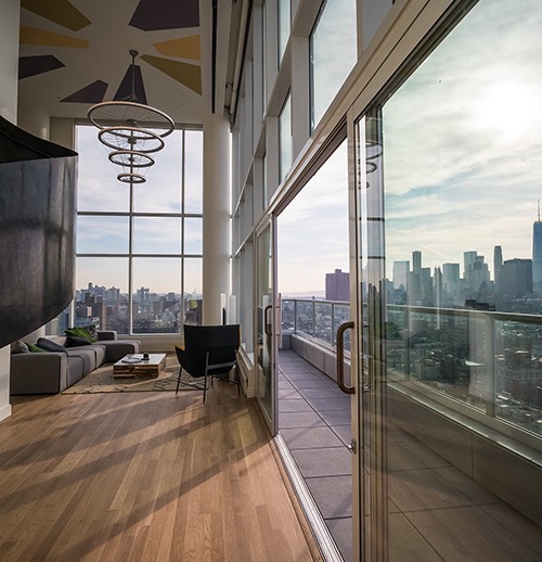 a suite with views of the city