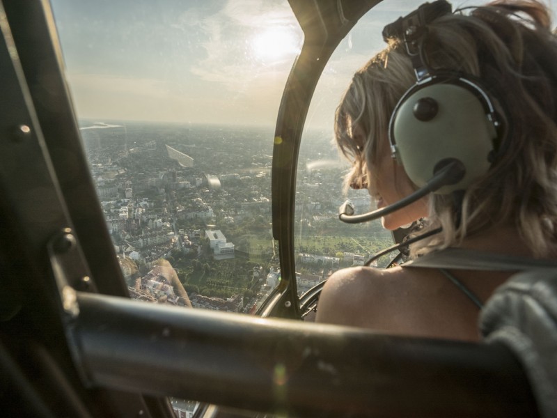 woman in an helicopter