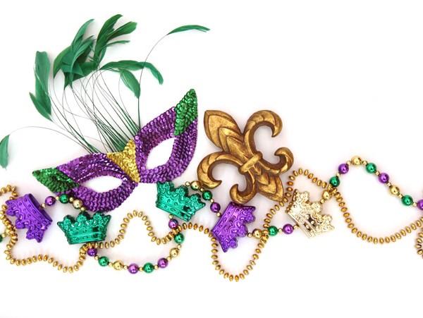 mardi gras mask and beads