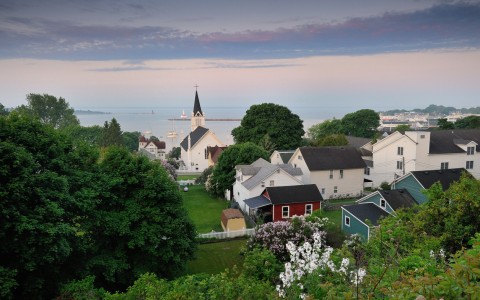 misty Harbor Sunrise St. Annes Catholic Church