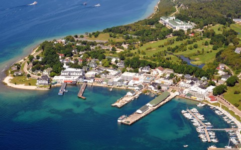 overhead view of lake