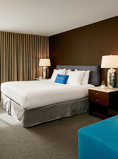 large bed and hotel room