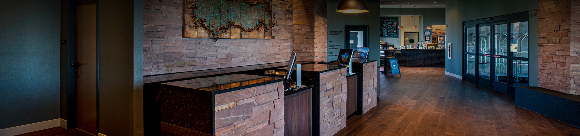check in desks in lobby