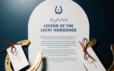 a letter with the description of the legend of the lucky horseshoe with two horseshoes