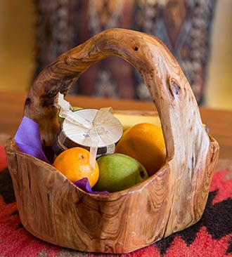 Wooden basket filled with fruit