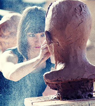 Woman working with Clay