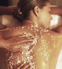 woman receiving a salt massage 
