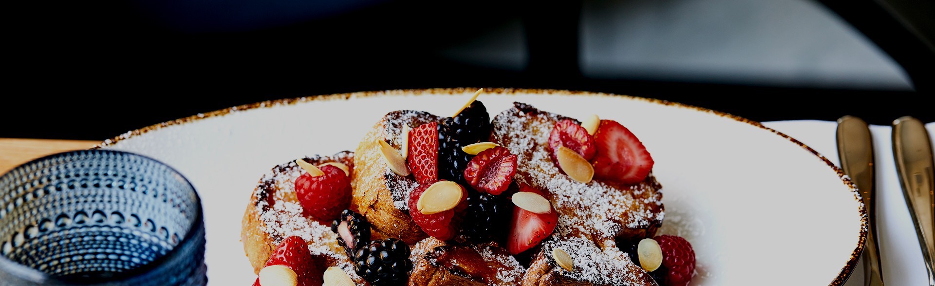 french toast with berry garnishes