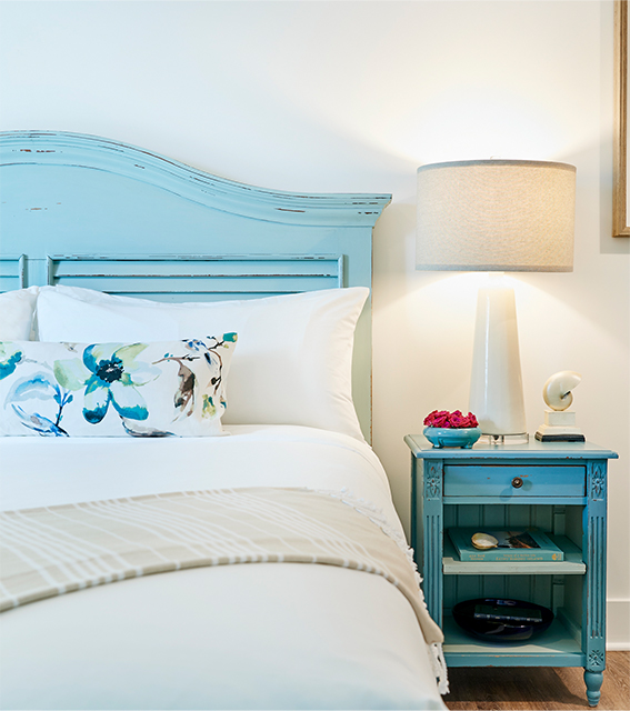 bed and side table