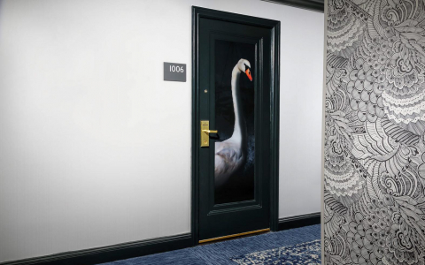 swan on door