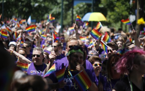 People on the streets during a Pride Parade