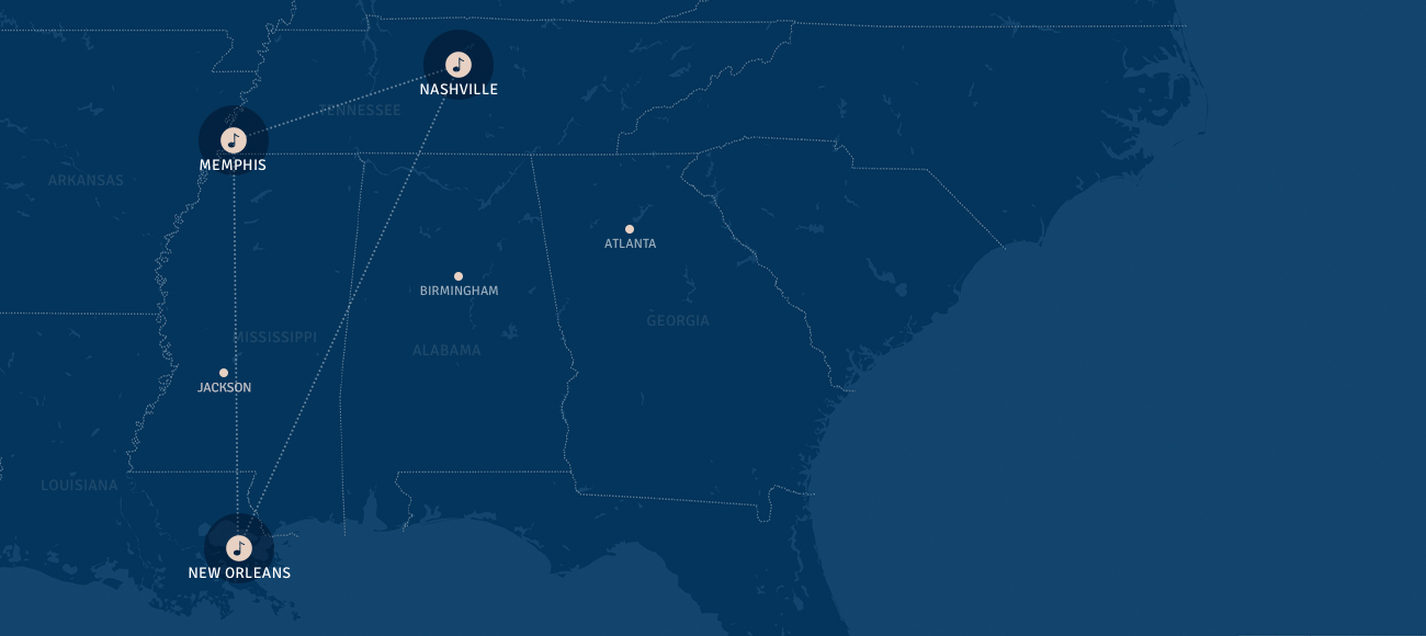 map of Southern Unites States