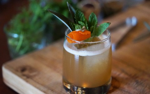 refreshing cocktail with mint garnish