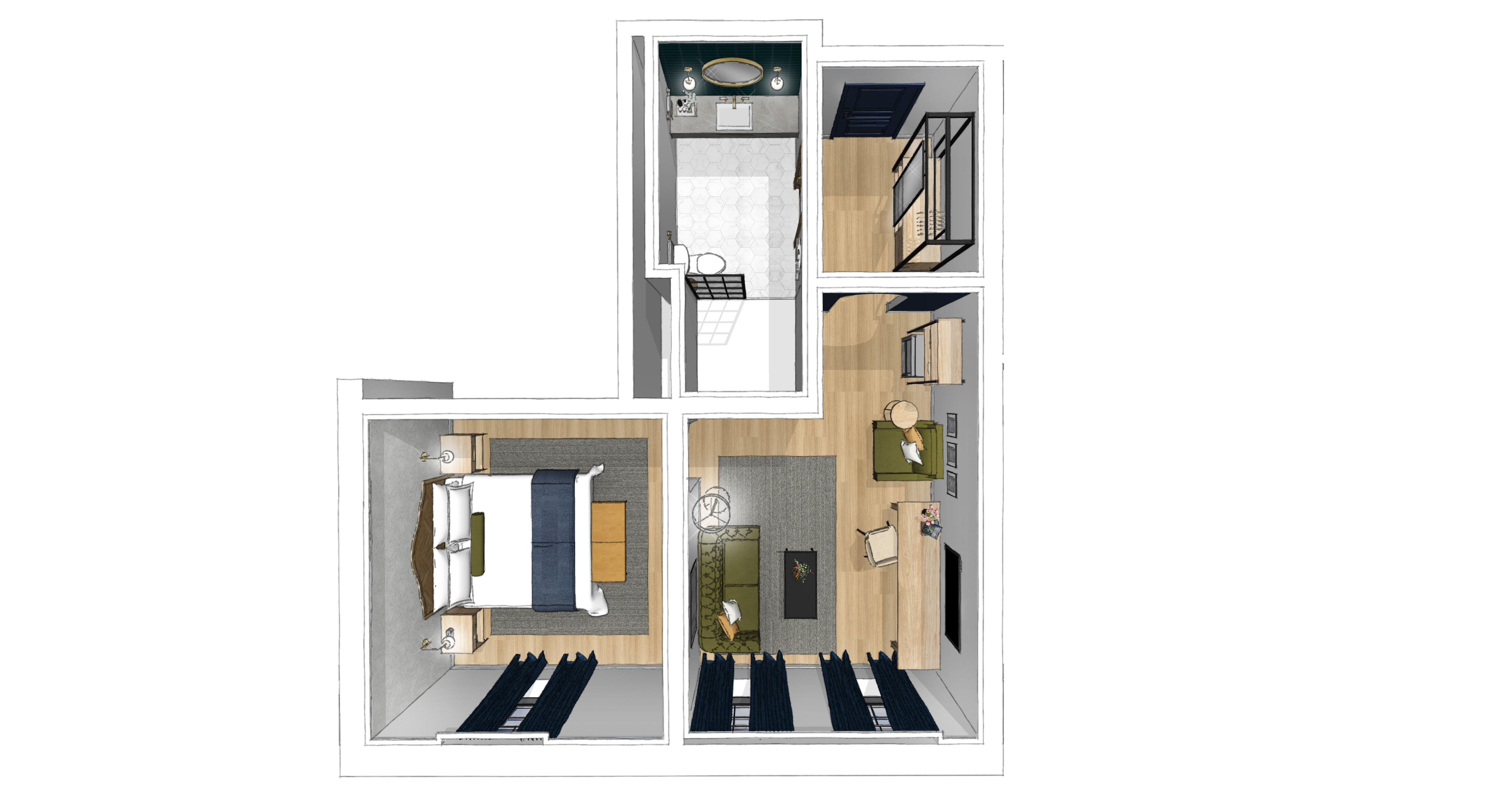 Floorplan for One Bedroom Suite