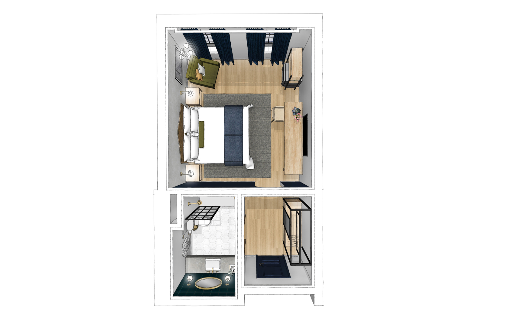 Floorplan for Deluxe King Guestroom