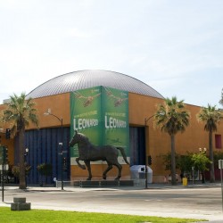 museum exterior with large horse bronze sculptur