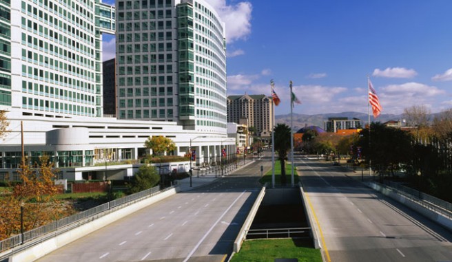 downtown building exterior and roadway Header