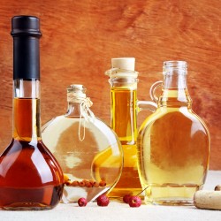 varying bottles of oil and vinegar