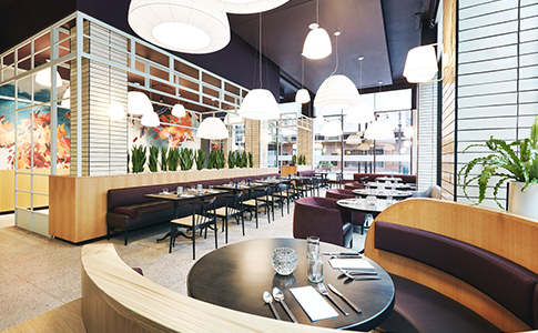 dining area with booths