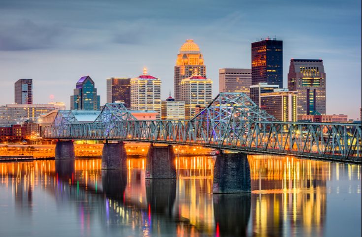 louisville bridge at twilight