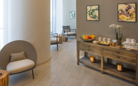 Spa Tea setup in a hallway