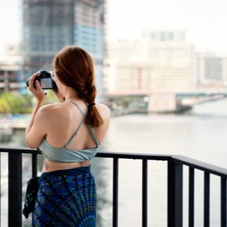 woman taking photo