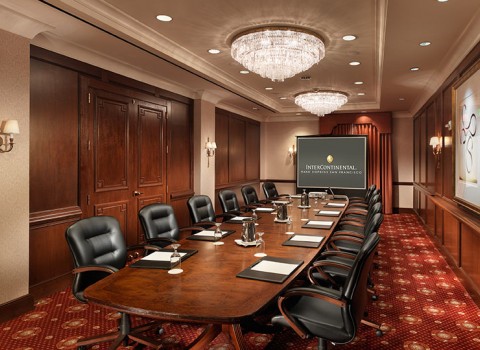 a boardroom set for a meeting