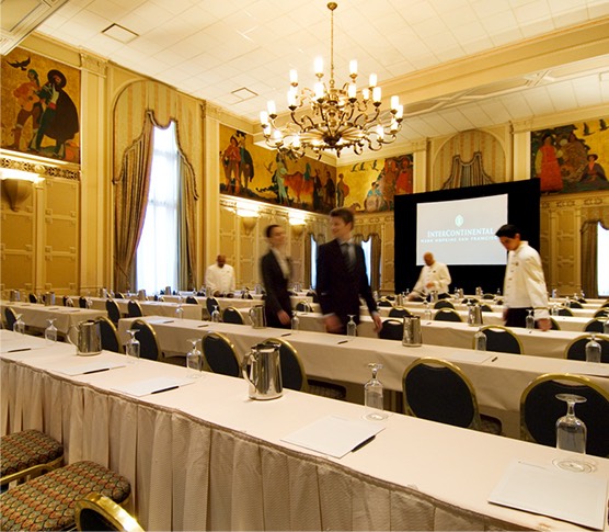 large meeting space with long tables