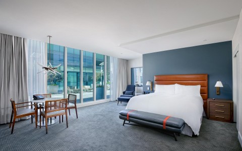 large room with a big bed