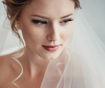 close up of a bride wearing her veil