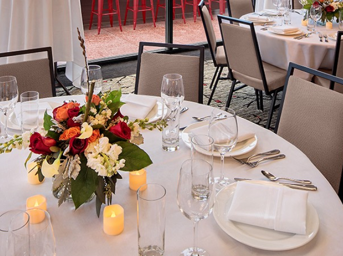meeting space set up for dining