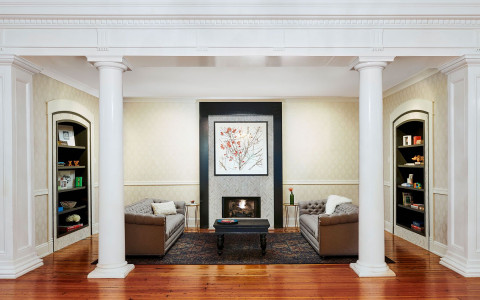 lobby area with white walls