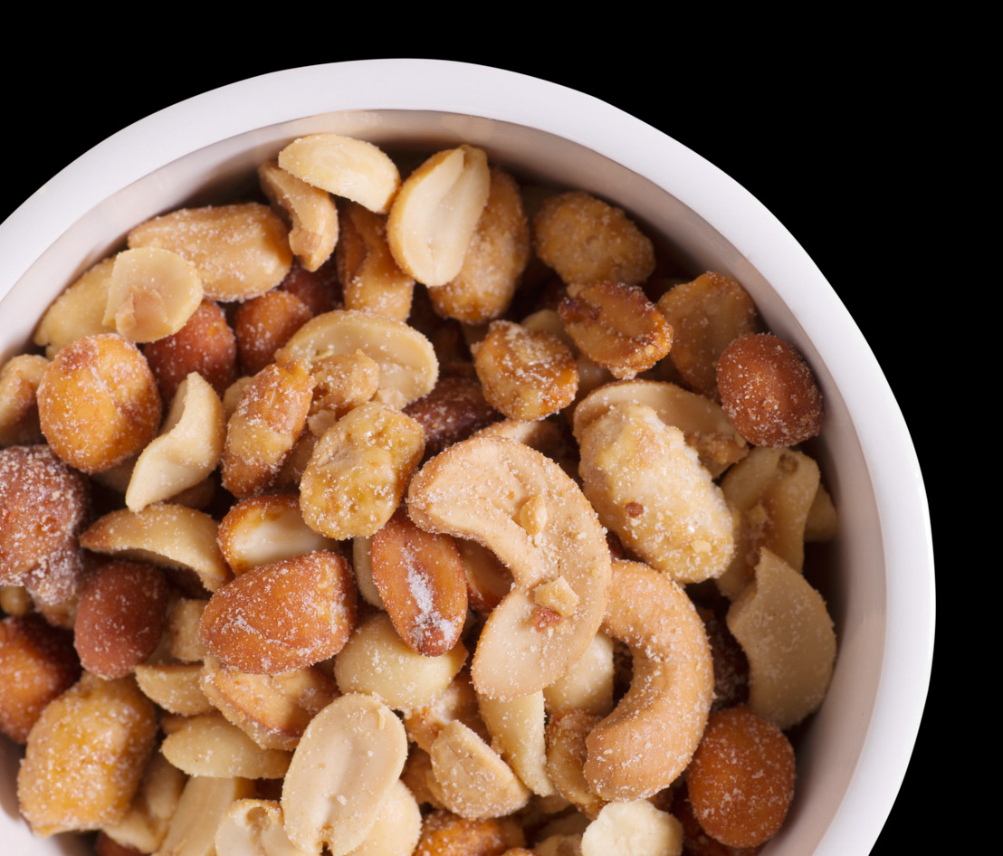 bowl of salted mixed nuts 