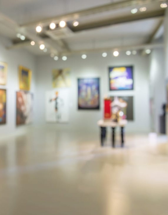 unfocused view of an art gallery